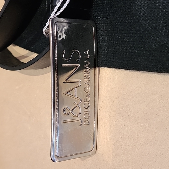 DOLCE AND GABBANA jeans Belt black leather with chrome signature logo buckle - Picture 2 of 9